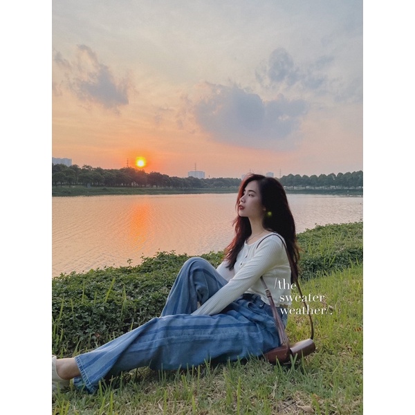 Áo croptop dài tay len mỏng cài cúc basic ( Ảnh thật ) | BigBuy360 - bigbuy360.vn