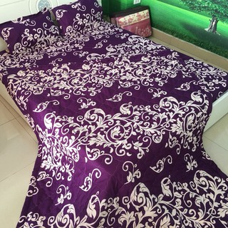 [Ảnh Thật 100%] Bộ 5 Món Chăn Hè Ga Gối - Drap Giường Cotton Poly Mẫu Móc Tím Siêu Đẹp