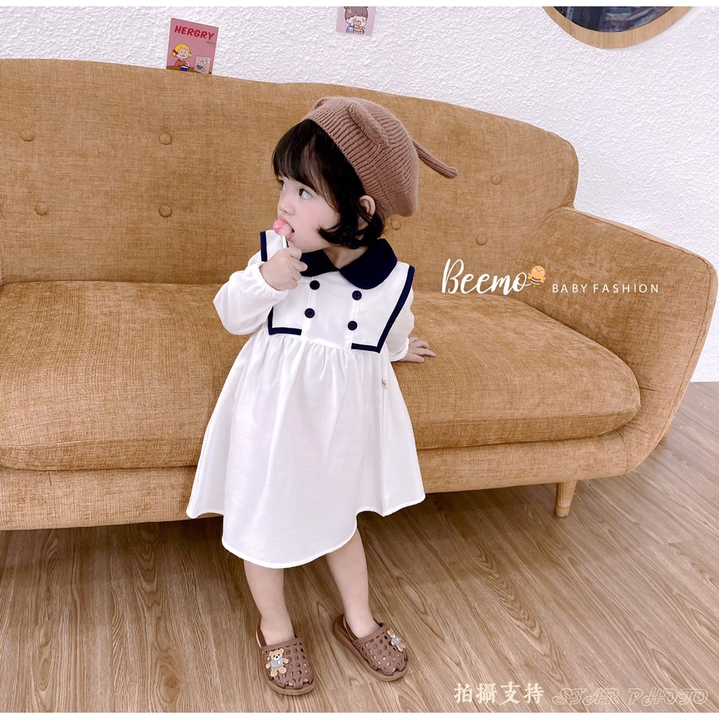 Váy bé gái xinh xắn, dễ thương, đầm thuỷ thủ phối cổ sành điệu cho bé