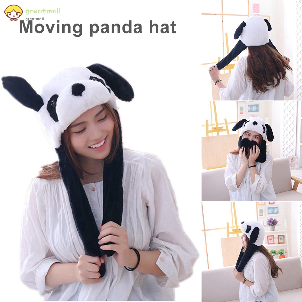 Mũ beanie hình gấu trúc dễ thương có túi khí tai dễ thương