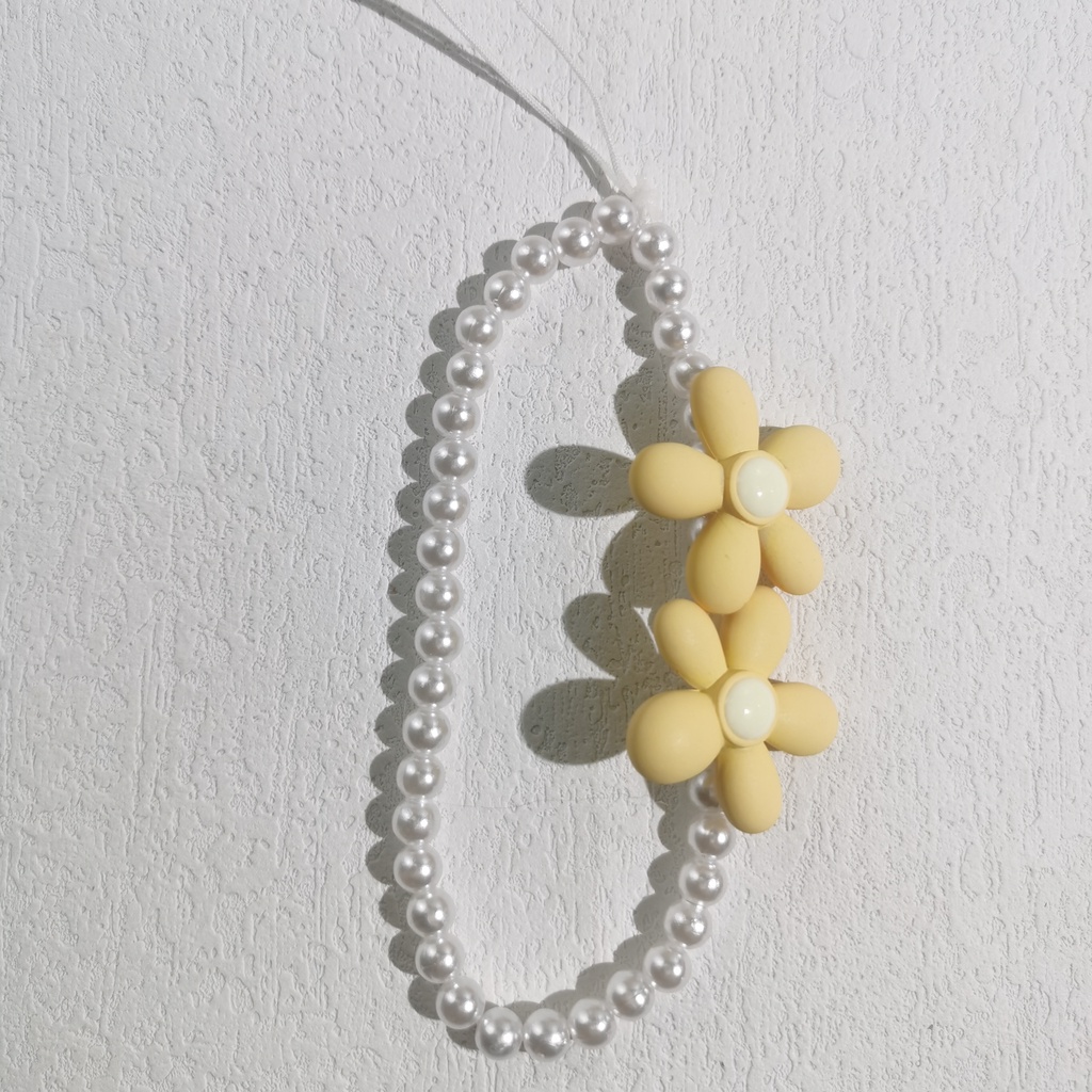 Dây Đeo Điện Thoại Bằng Acrylic Mềm Đính Hạt Ngọc Trai Hình Hoa Nhiều Màu Chống Thất Lạc