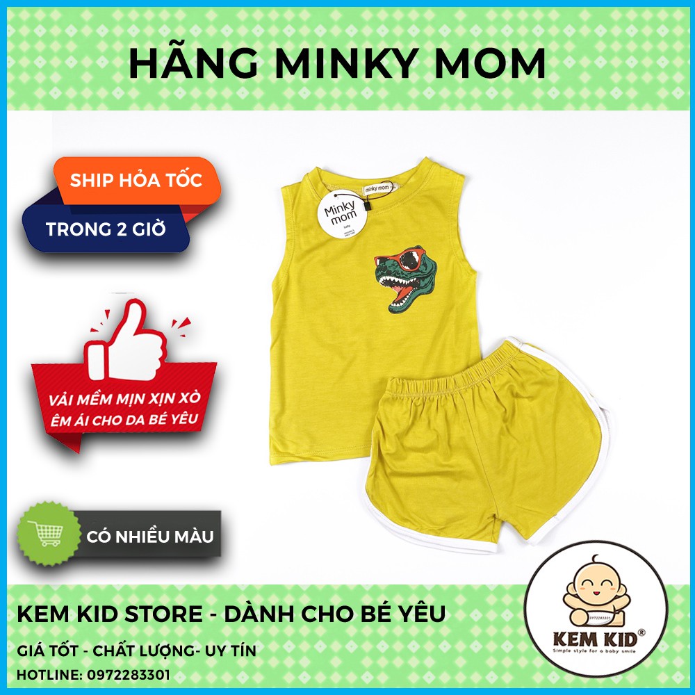 Bộ Thun Minkymom sát nách khủng long hai mặt, mềm mịn, thấm hút, mát mẻ cho bé yêu
