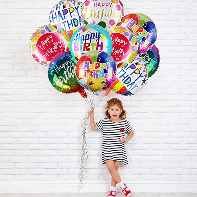 Gói bong bóng lá nhôm hình tròn in chữ Happy Birthday 10 inch