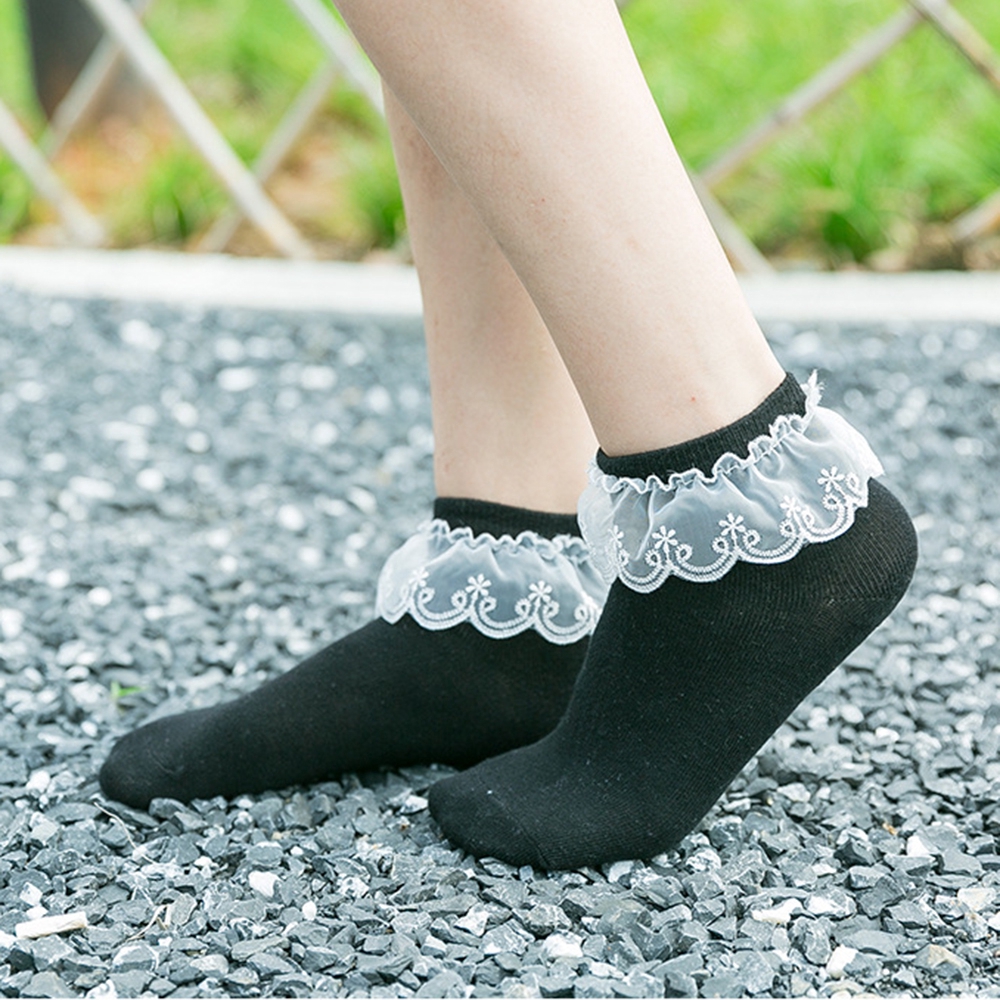 Vớ Cotton Phối Ren Phong Cách Lolita
