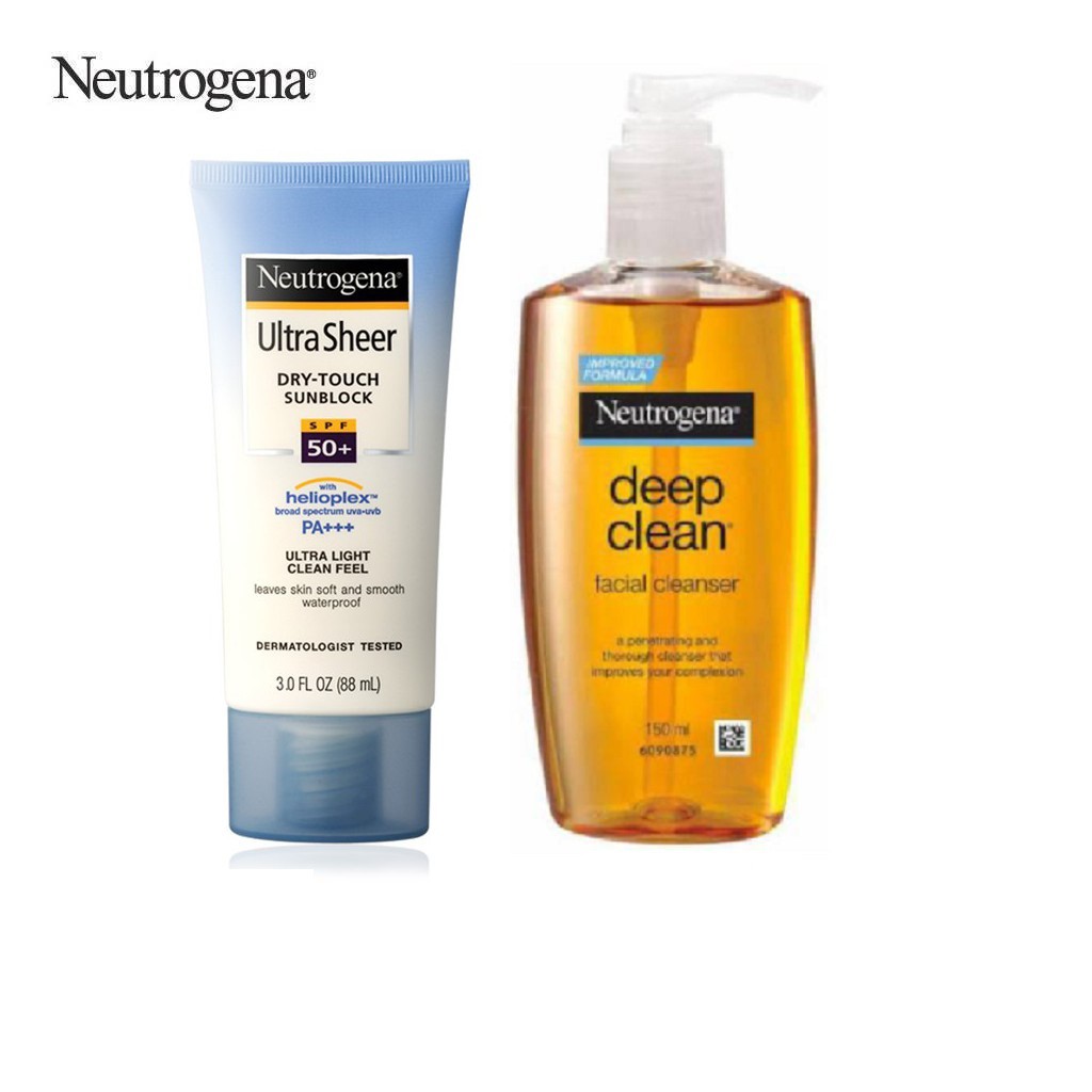 Combo kem chống nắng Neutrogena SPF 50 88ml & Sữa rửa mặt sạch sâu 150ml - 540018229