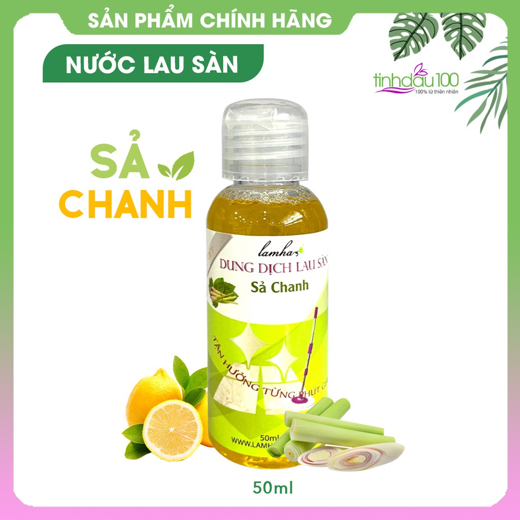 Nước lau sàn sả chanh Lam Hà sạch thơm, nhanh khô, đuổi muỗi, thư giãn 50ml Tinh Dầu 100 Shop