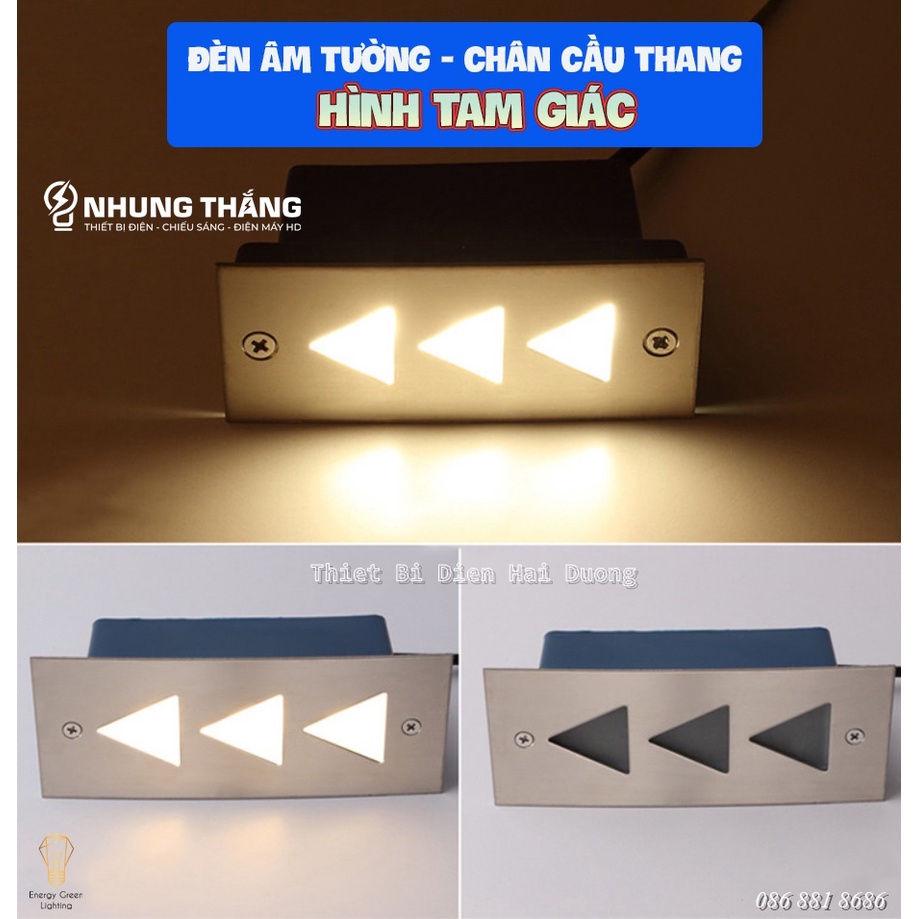 Đèn Âm Tường,Chân Cầu Thang DA-04 LED Hình Tam Giác- Chống Nước IP65 - Mặt Nhôm Cao Cấp - Bảo Hành 1 Năm - Có Video