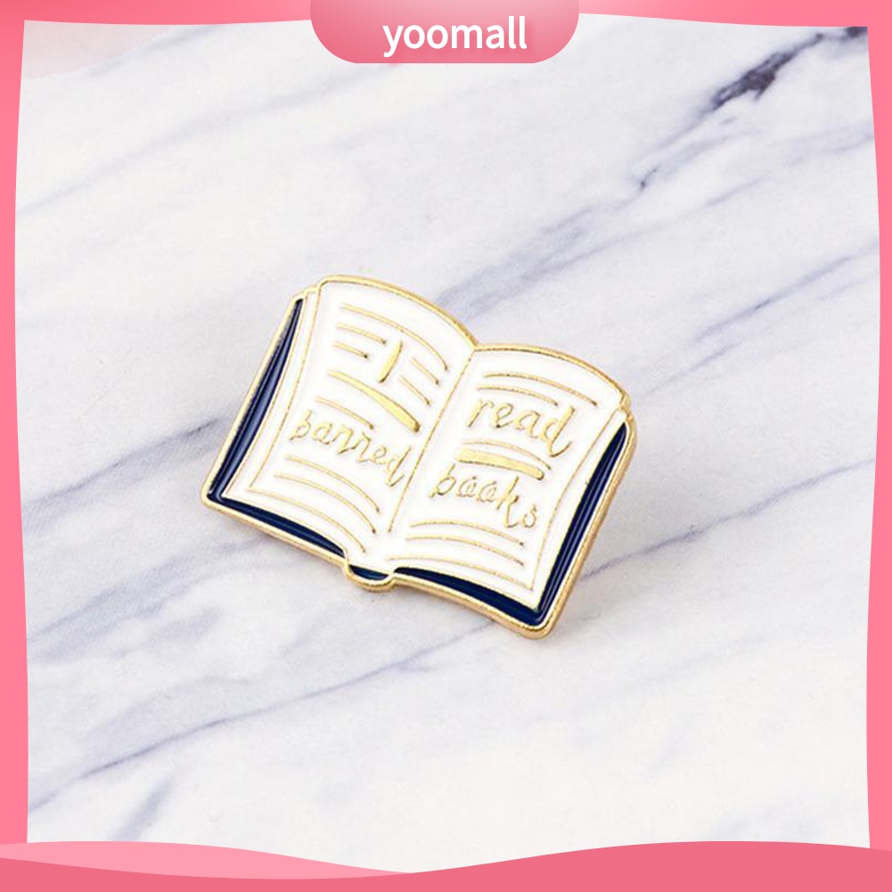Ghim Cài Áo Hình Cuốn Sách Đọc Sách Tráng Men In Chữ Tiếng Anh Độc Đáo Cho Nữ