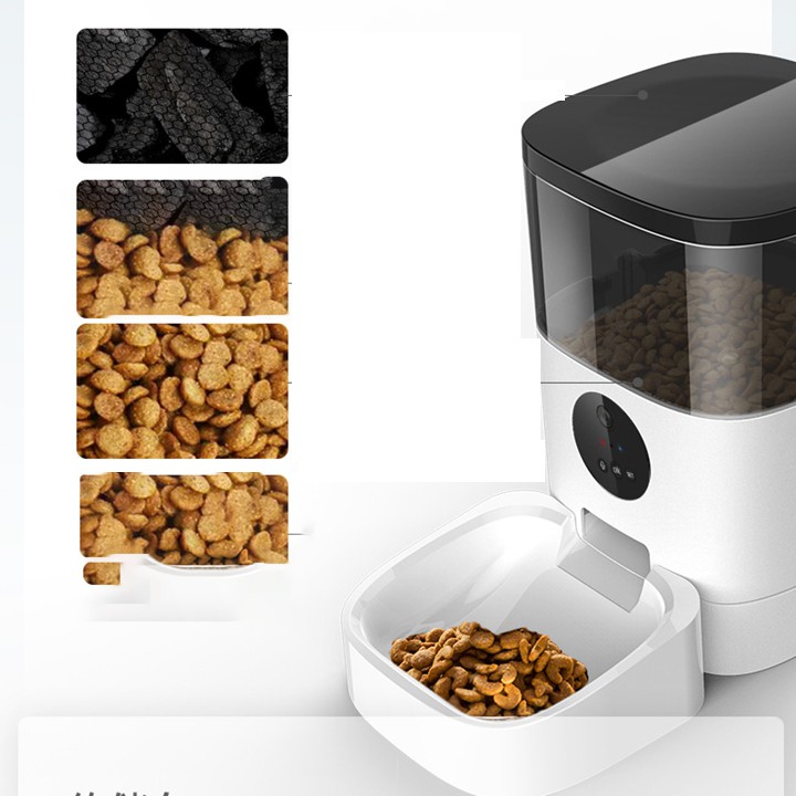 Máy tự động cho chó mèo ăn có tuya smart 6L dùng app, camara, máy  tự động cho thú cưng ăn, nhả hạt