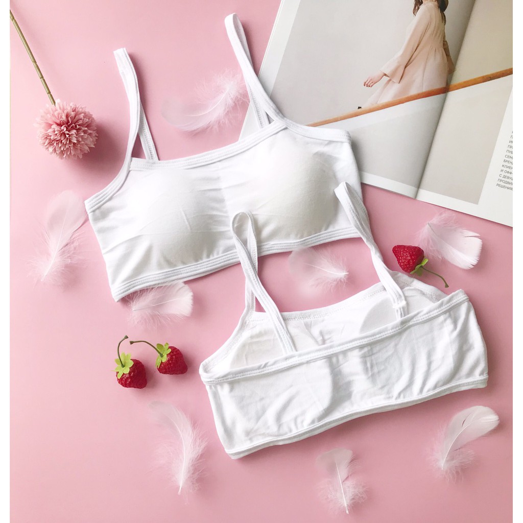 Áo bra học sinh đẹp không gọng, phù hợp học sinh cấp 1,2 free size dưới 45 kg, vải cotton chuẩn hình, sỉ SLL