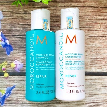 Combo Try Me Kit dầu gội xả phục hồi Moroccanoil Moisture Repair 70mlx2 và tinh dầu Treatment 15ml ( New 2021 )