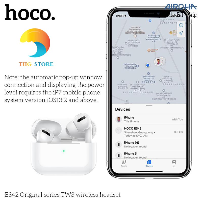 Tai nghe Bluetooth HOCO ES42 NEW 2020 BT5.0  - Pin 400mAh - Hỗ trợ sạc không dây - Tặng kèm case - hàng chính hãng