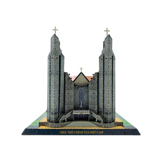 Bộ lắp ráp Mô hình giấy 3D NHÀ THỜ CHÍNH TÒA PHỦ CAM HUẾ 22x37x22cm