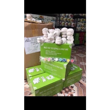 Tượng tô màu cho bé, bé tô tượng set 10 con kích thước 5-10 cm tặng kèm màu và bút tô