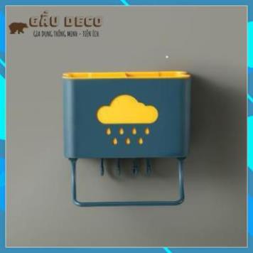Ống đựng đũa đa năng treo tường, hình đám mây - Kèm móc treo khan, dụng cụ bếp