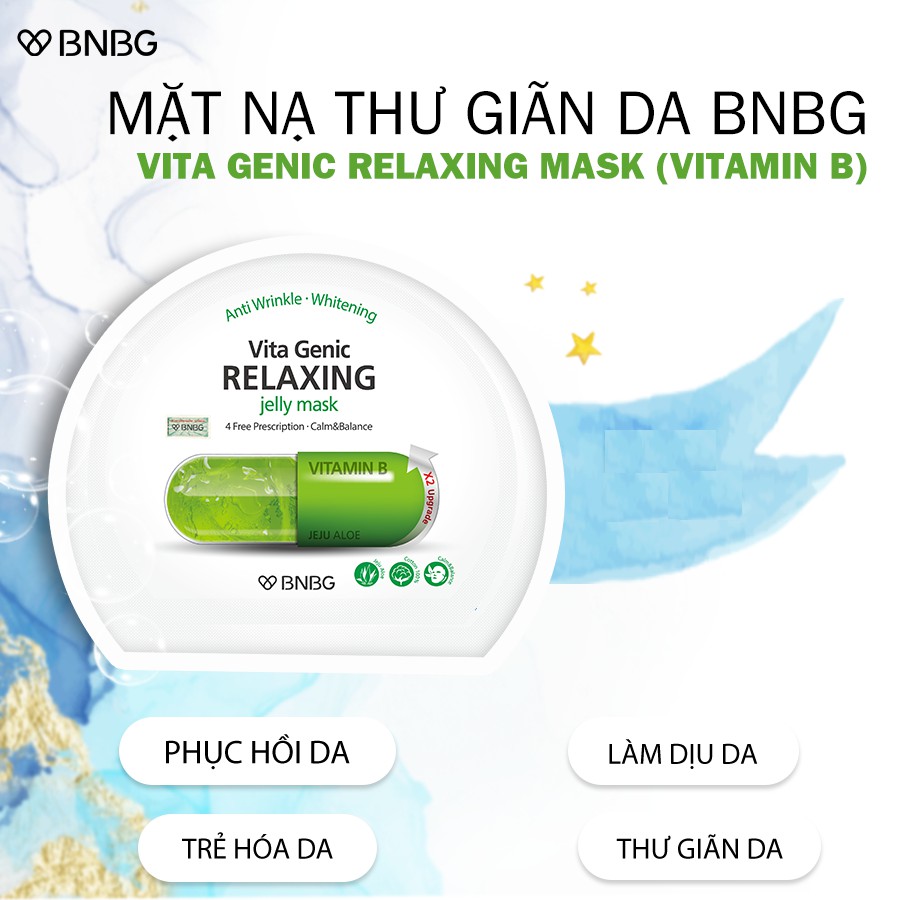 Combo 5 Mặt nạ dưỡng da giúp thư giãn và phục hồi làn da mệt mỏi BNBG Vita Genic Relaxing Jelly Mask(Vitamin B)30ml x 5