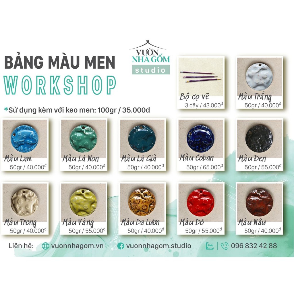 1 cây Cọ phủ men màu gốm, cọ quét, cọ làm gốm- Vườn Nhà GỐm