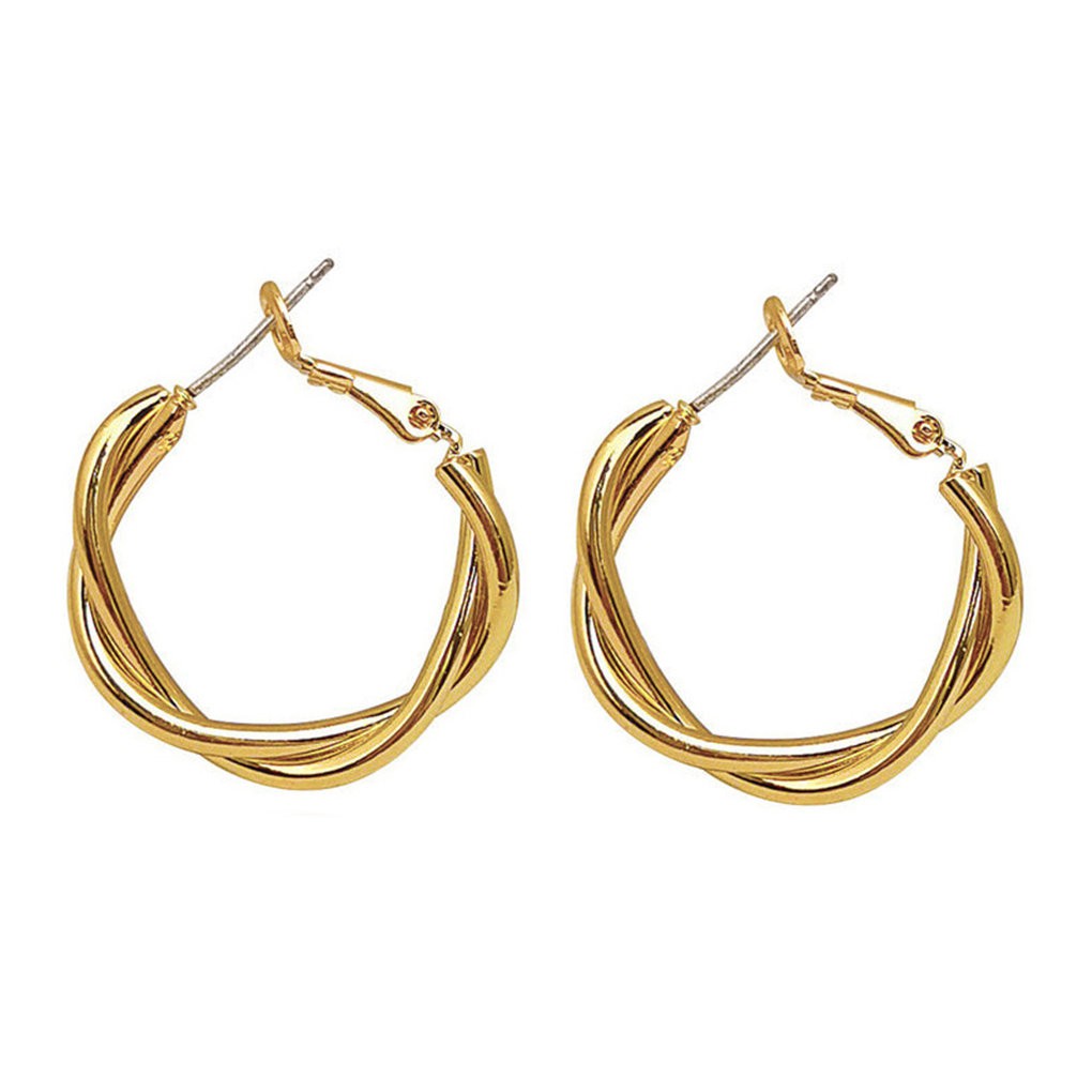 Khuyên Tai Hợp Kim Dạng Xoắn Mạ Vàng / Bạc Thiết Kế Thời Trang