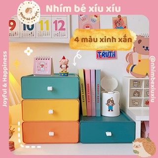 Tủ mini/Hộp đựng đồ dạng ngăn kéo Morandi 4 màu phong cách tối giản có thể xếp tầng tiện lợi TN94