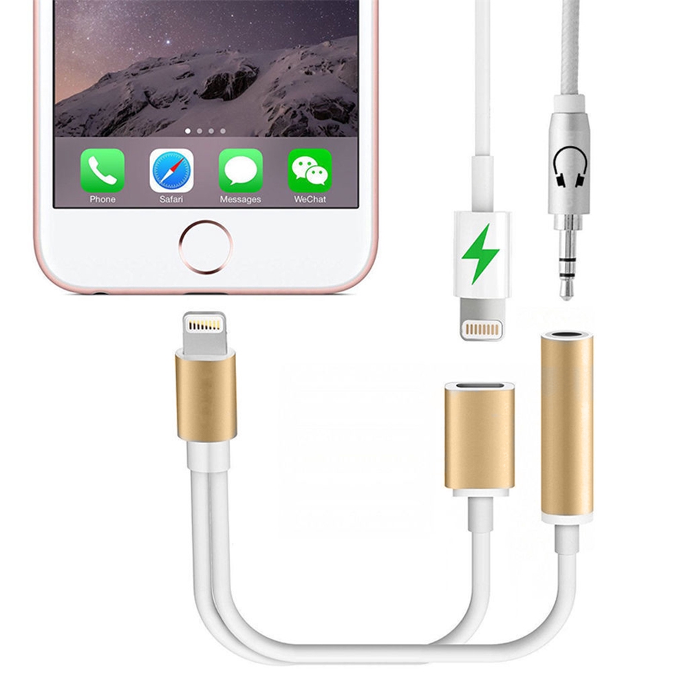 Dây cáp sạc 2 trong 1 chuyển đổi từ giác cắm sang cổng âm thanh dùng cho IP7 Plus