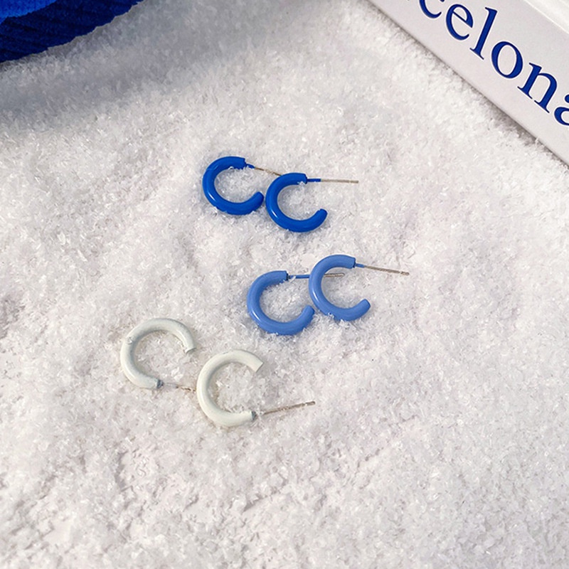 Khuyên Tai Đính Ngọc Trai Xanh Dương Thiết Kế Đơn Giản Thời Trang Thu Đông Cao Cấp Hiệu Klein Mới Cho Nữ