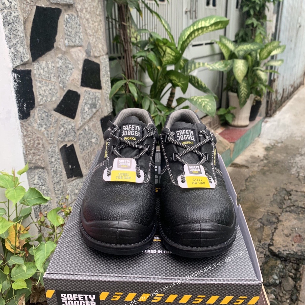 Giày bảo hộ Jogger Bestrun 2 S3-SRC da bò thật, chống dầu, chống đâm xuyên (đen) - Thinksafe