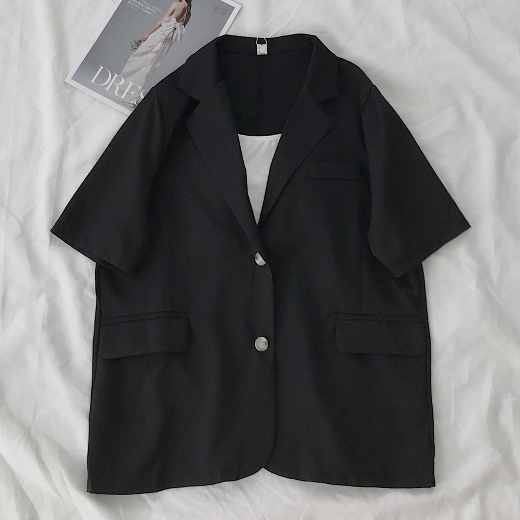 Áo Khoác Blazer Nữ Tay Ngắn JEM CLOSET Chất Tây Chéo Phong Cách Thời Thượng DESY 10334
