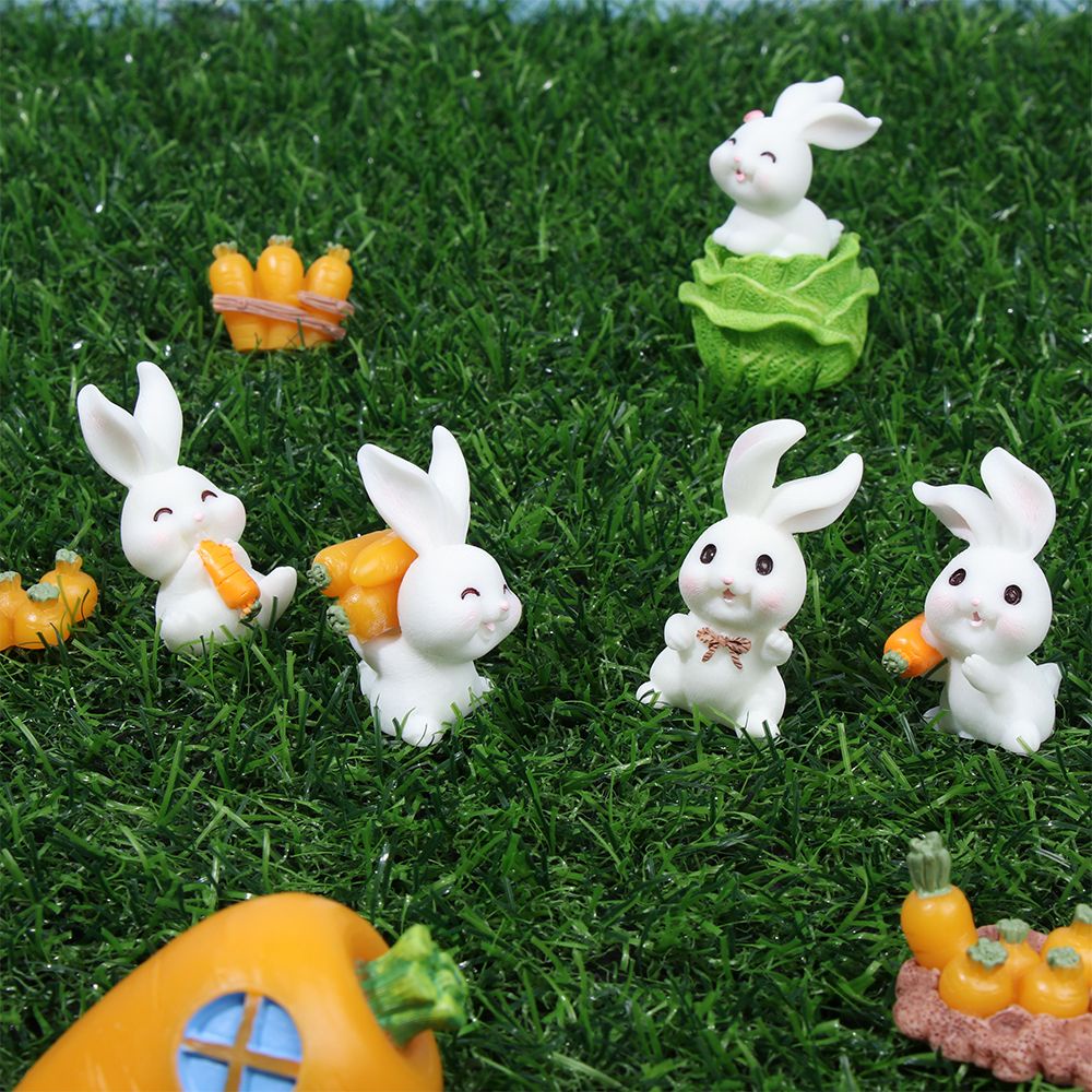 Đồ trang trí Thỏ Mini Bằng Resin Dễ Thương Trang Trí Tiểu Cảnh/Vườn