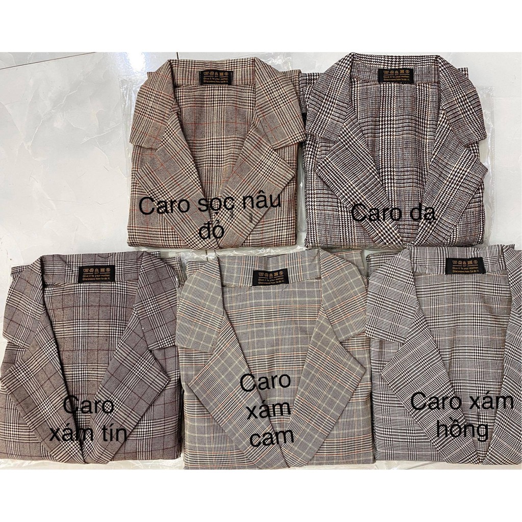 Set caro blazer (gồm áo vest + chân váy) CARO YAYSHOP cá tính năng động (hình thật )