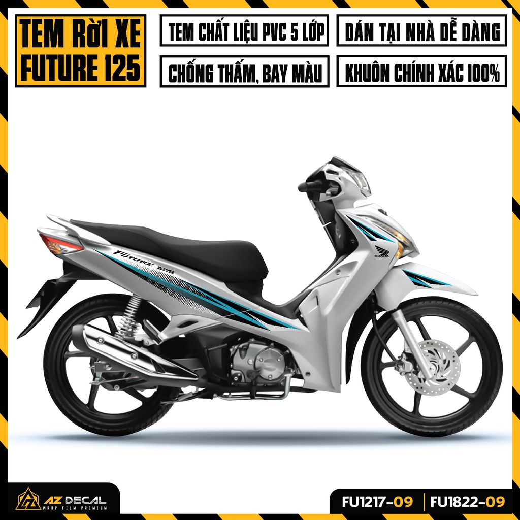 Tem Future 125 Đời 2012 - 2022 Mới Nhất | FU-09 | Team Decal Rời Cao Cấp Dán Xe Future FI Màu Đỏ Trắng Xanh Đen Trắng