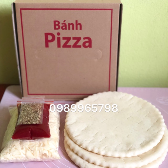 Combo 3 đế pizza size 19cm + 200g pho mai ( tặng tương cà chua và lá thơm )