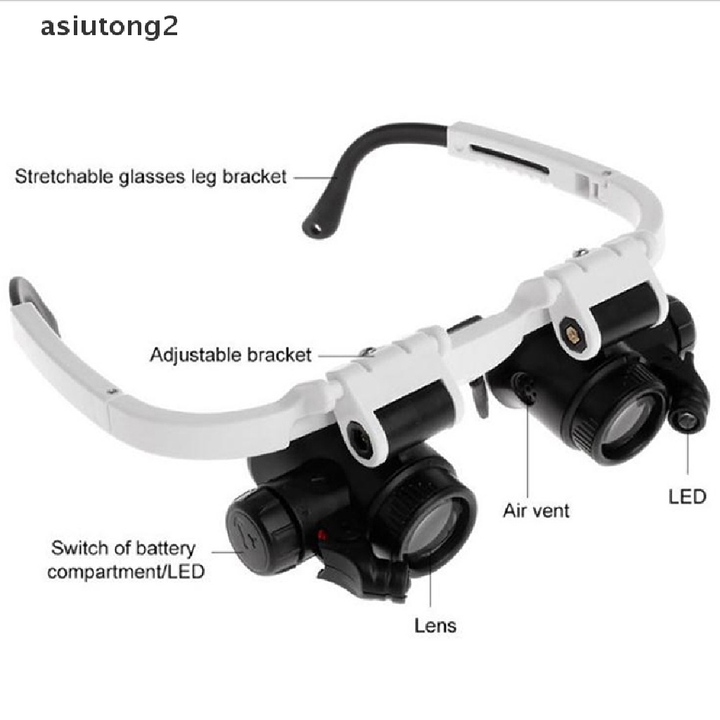 Kính Lúp Đeo Đầu Phóng Đại 8X 15X 23X Có Đèn LED Cho Thợ Làm Đồng Hồ Đeo Tay asiutong2