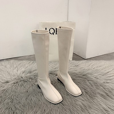 Boots dạ cao cổ mũi vuông khóa sau ulzzang