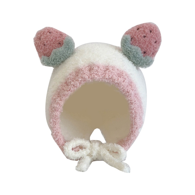 Mũ Len Beanie Mềm Mại Dày Dặn Giữ Ấm Tai Đính Bóng Lông Dễ Thương Cho Bé