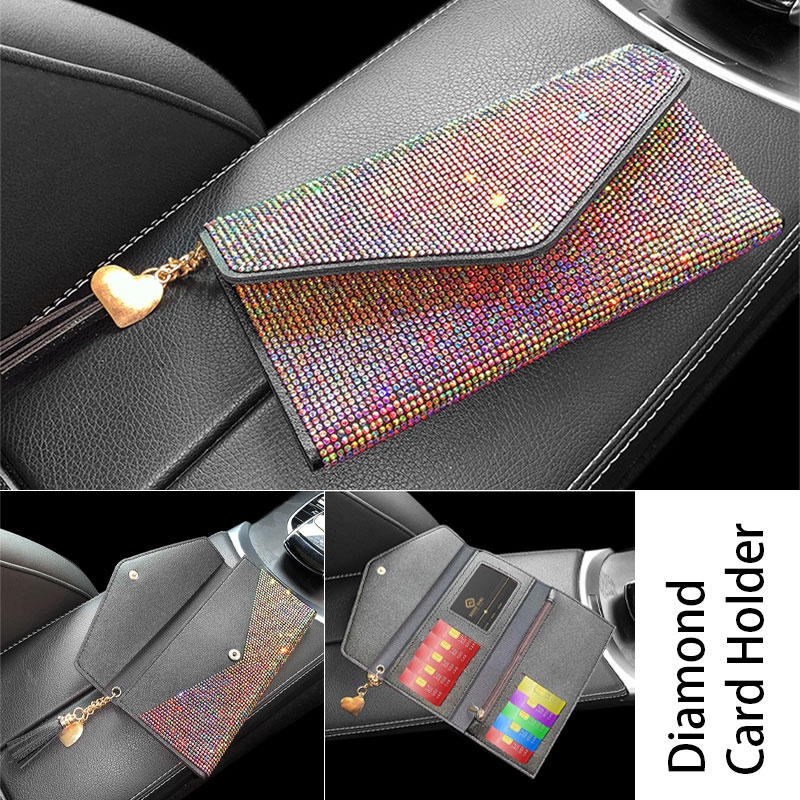 Ví SEAMETAL đựng thẻ ô tô bằng lái xe đính pha lê hai mặt