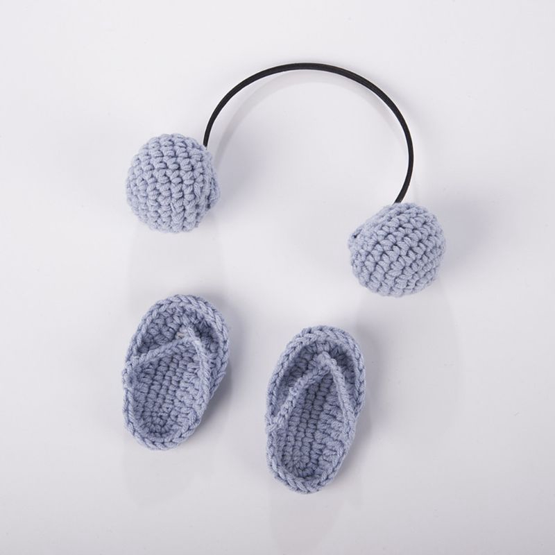 Bộ dép và tai nghe bằng len dệt mini dùng chụp ảnh dành cho bé sơ sinh