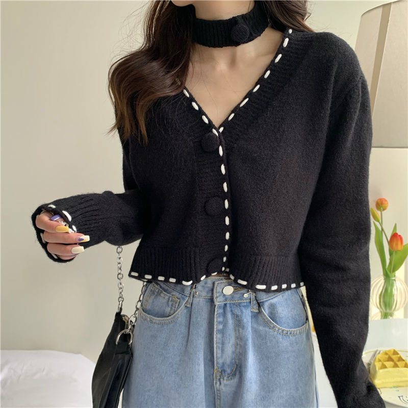 Áo Kiểu Nữ Sweater Women's Wear Loose New Pullover Short Knitwear Top Temperament Fashion