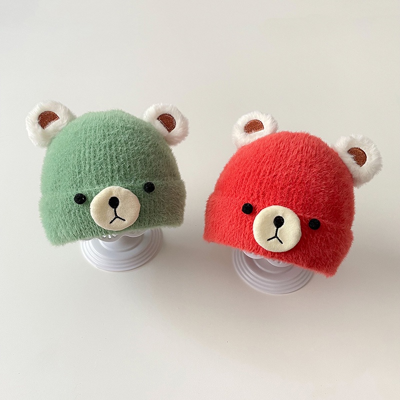 Mũ Len Giữ Ấm Tai Gấu Dễ Thương Cho Trẻ Sơ Sinh