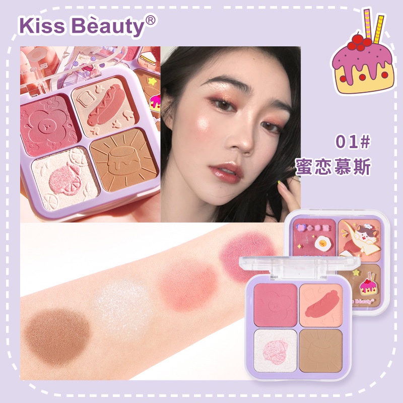 Bảng phấn má hồng Kiss Beauty độ bóng cao trang điểm tự nhiên | BigBuy360 - bigbuy360.vn