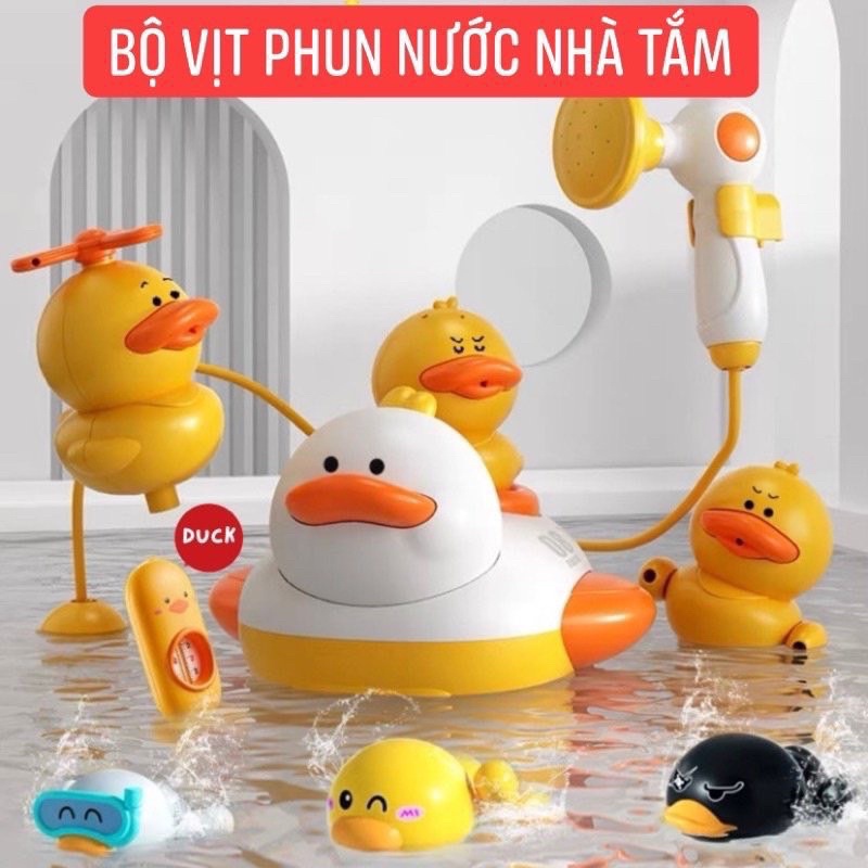 Đồ chơi vịt bơi nhà tắm, vịt phun nước có vòi hoa sen phiên bản nâng cấp