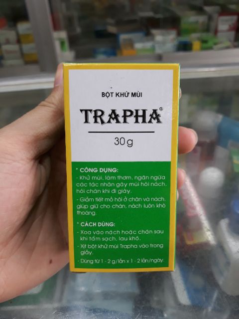 Bột khử mùi Trapha (30g), khử mùi hôi nách, hôi chân, hôi giày, giảm thâm nách