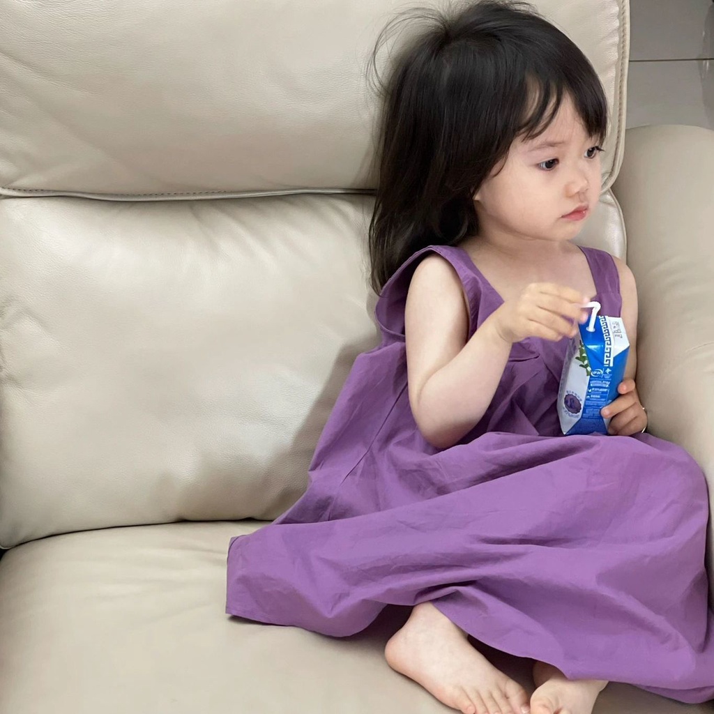 Đầm Công Chúa Mùa Hè Hai Dây Tay Cộc In Họa Tiết Hoa Phong Cách Phương Tây Dễ Phối Đồ Phong Cách Hàn Quốc Cho Bé Gái