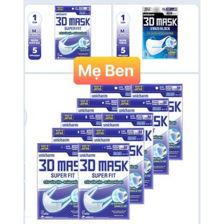 [CHÍNH HÃNG] Khẩu Trang Unicharm 3D Mask Super Fit size M 1 gói 5 cái