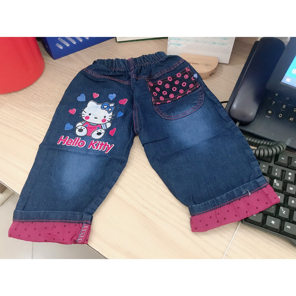 quần jean lửng cho bé gái hello kitty cho bé gái