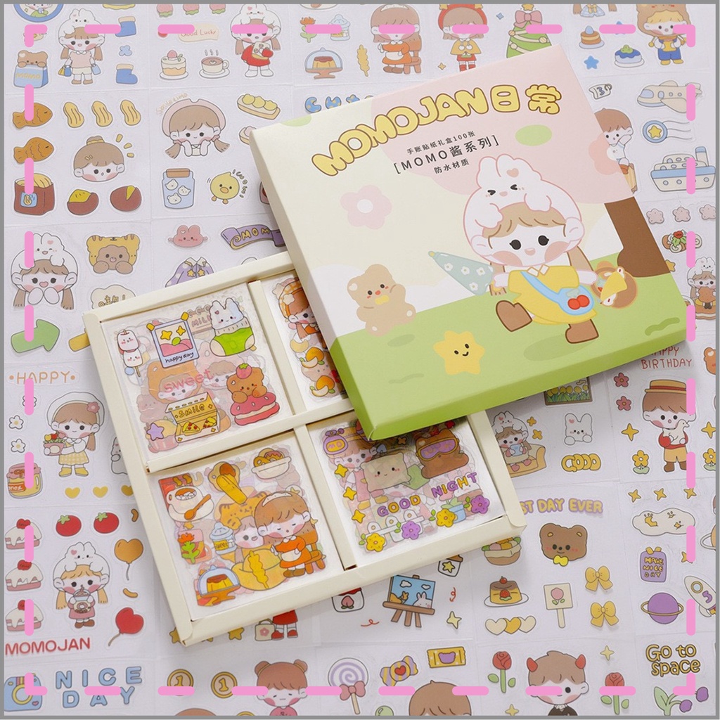 Set 100 tấm (1000 hình) Sticker cute trang trí sổ - hình dán chống nước dán mọi bề mặt