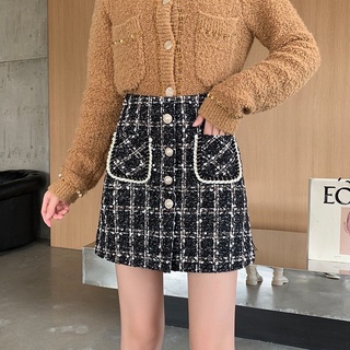 Chân váy Dạ kẻ có quần bên trong