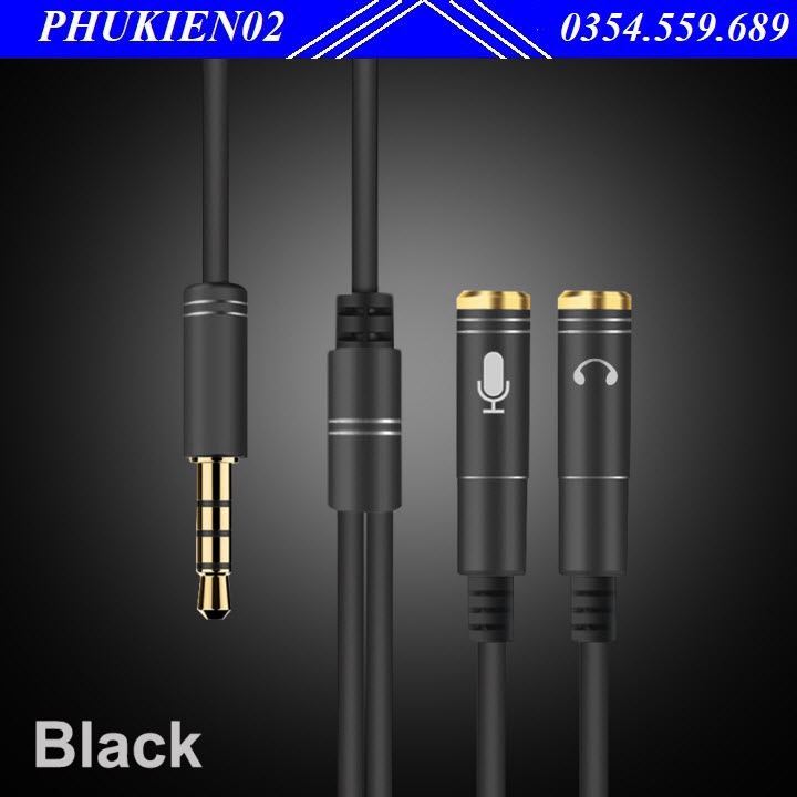 Cáp chia Audio 3.5mm ra mic và loa - Dây chia mic và loa (loại xin)