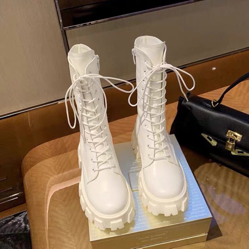 Bốt nữ siêu cao cổ buộc dây kết hợp khoá kéo Cao Cấp 1900 - boots cổ cao thời trang Hàn Quốc