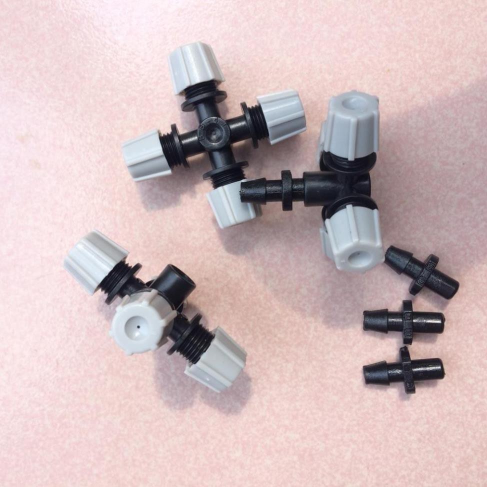 Béc phun sương 4 tia màu xám ống nối 5mm BB-4T (Bịch 10 cái)