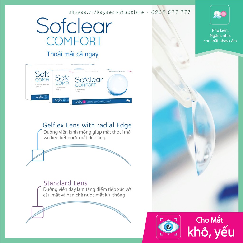 [𝟏 𝐃𝐀𝐘 LENS KHÔNG MÀU] 1 Chiếc kính áp tròng cận loạn 1 ngày Sofclear Gelflex lens dùng 1 ngày ann365 lens | BigBuy360 - bigbuy360.vn